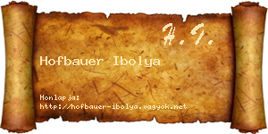Hofbauer Ibolya névjegykártya